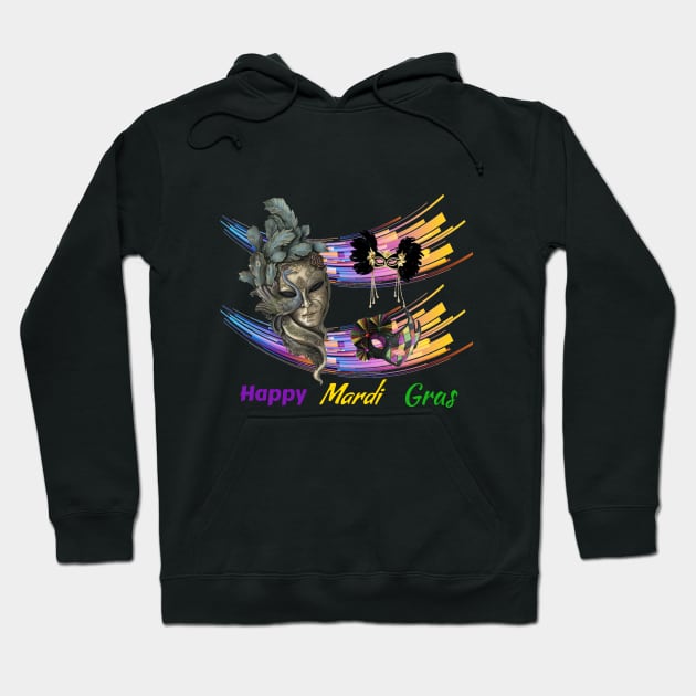 Colorful Mardi Gras Mask Hoodie by Mony Shop